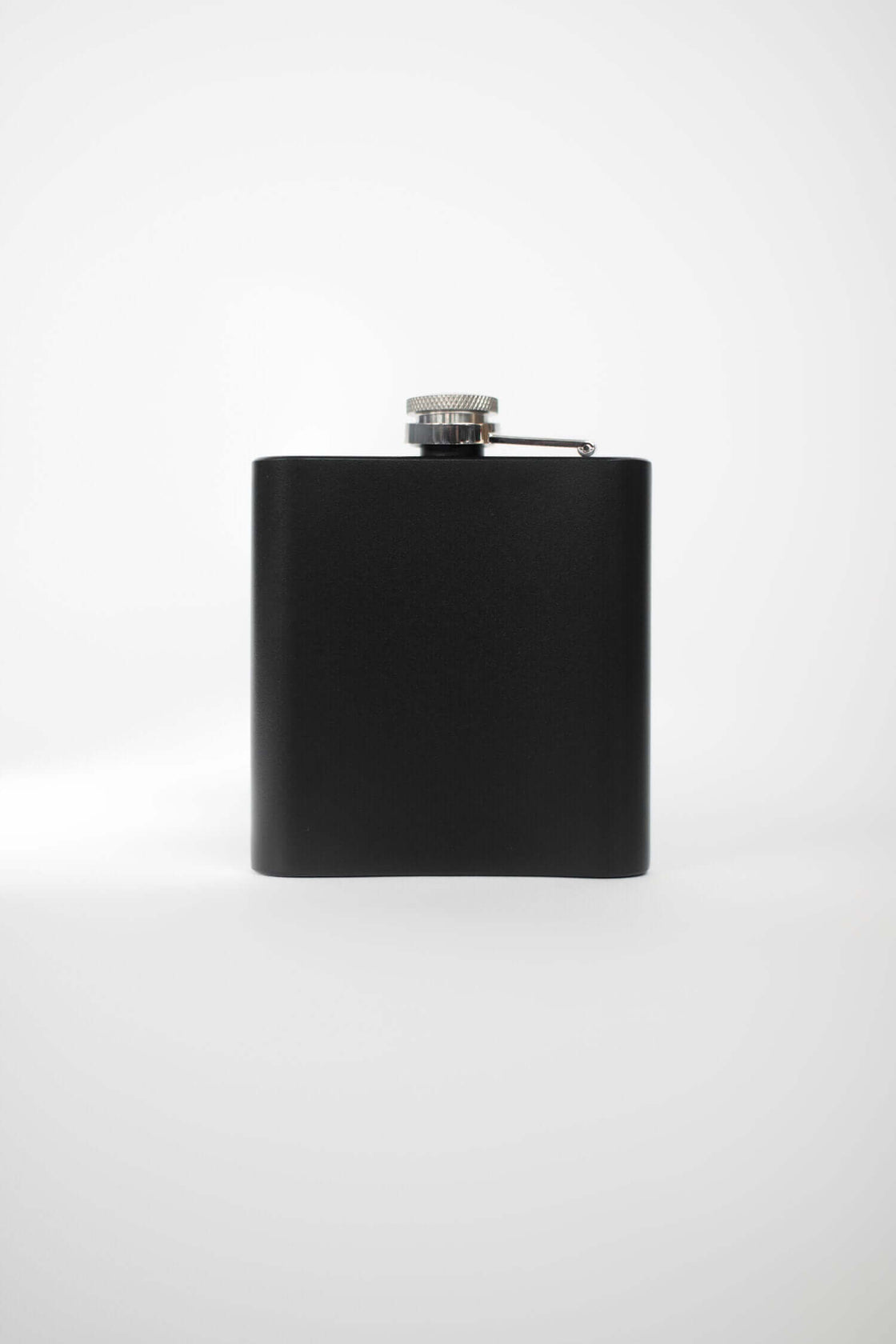 Black flask engraved with "FOR THE GOOD AND THE BAD DAYS"